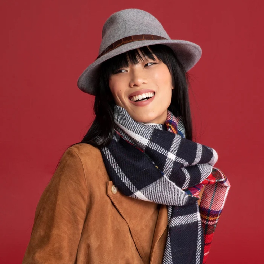 ERIC JAVITS Wool Classic Fedora Hat in Grey Mix Neutral Leather Band One Size - Picture 5 of 16